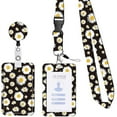 thumbnail image 1 of Anewi ID Card Holder with Lanyard, Retractable Badge Reel and Detachable Neck Strap, Heavy Duty Vertical Protector for Work Essentials, Flower Design, 1PK, 1 of 6