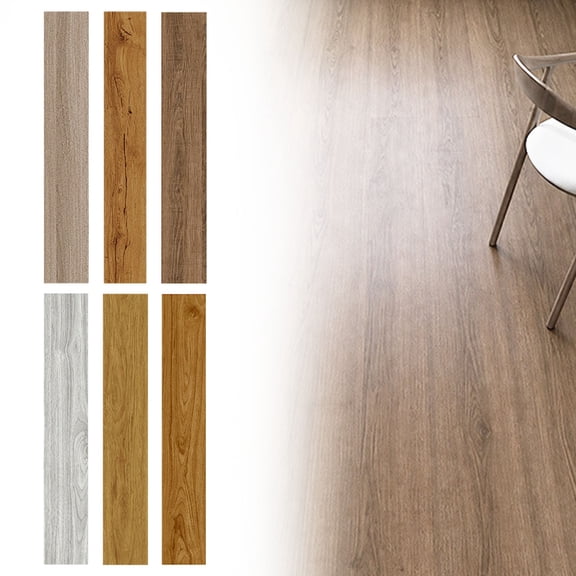 Anewi Peel and Stick Vinyl Plank Flooring, Wood Effect Floor Tiles, Removable Stick On Tiles for Kitchen Bathroom Living Room Rental Home Decor DIY