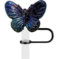 thumbnail image 1 of Anewi Silicone Butterfly Straw Covers, Reusable Straw Cap Topper for Stanley Cups and Tumblers, Heat Resistant Dust Proof Protection Splashes Guard, Black, 1 of 8