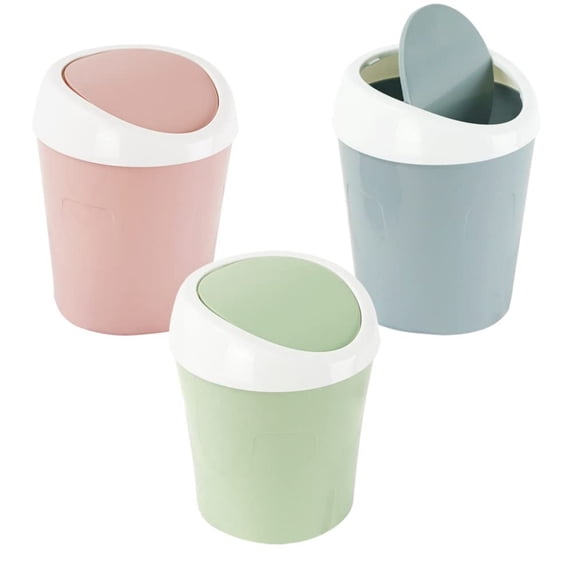 Anewi Small Trash Can with Lid Mini Desk Trash Can for Home Office Bedside Nightstand Counter Top Table Portable Swing Lid Reusable Plastic Garbage Bin