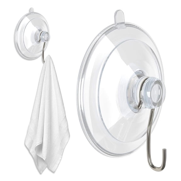 Anewi Suction Cup Hooks for Shower, 10LB Max Heavy Duty Clear Window Suction Cups with Stainless Steel Hooks, Removable Reusable Towel Hanger, 1 Pack