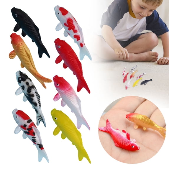 Anewi Tiny Resin Koi Fish Goldfish Figurines, Mini Plastic Carps for Fairy Garden Supplies, Miniature Ocean Animal Figures, Small Goldfish Ornament, 1-Pack