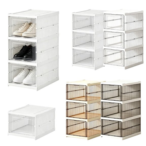 Anewi Transparent Shoe Storage Box with Lid Stackable Foldable Shoe Organizer for Entryway and Closet Multiple Styles Available Home Daily Use