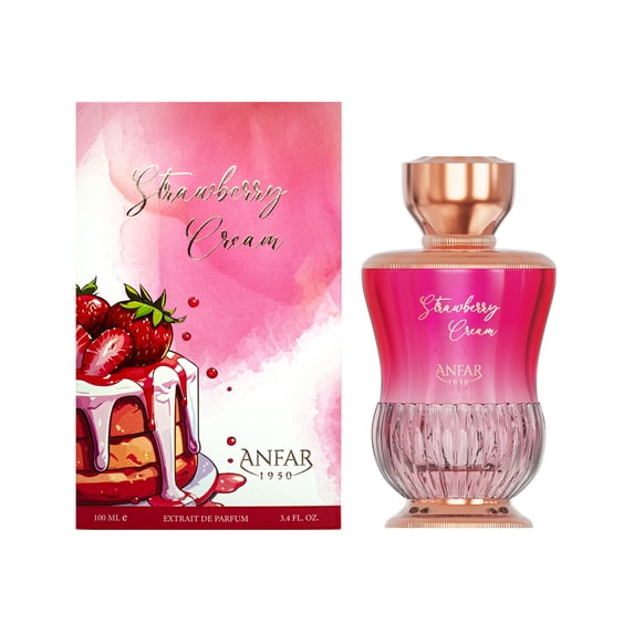 Anfar Strawberry Cream - Fruity Floral Gourmand Fragrance - Women Perfume - Notes of Freesia, Lemon, Marshmallow, and Whipped Cream - 3.4 oz