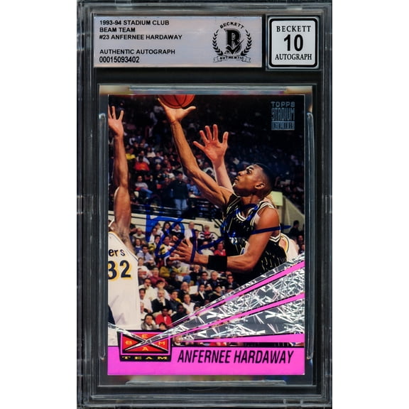 Anfernee Hardaway Autographed 1993-94 Stadium Club Beam Team Rookie Card #23 Orlando Magic Auto Grade Gem Mint 10 Beckett BAS 211049