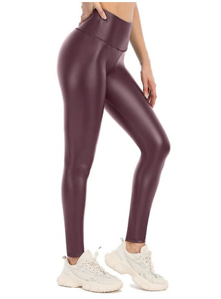 Suprenx Faux Leather Leggings for Women Sexy High Waisted Stretch Pleather  Tights