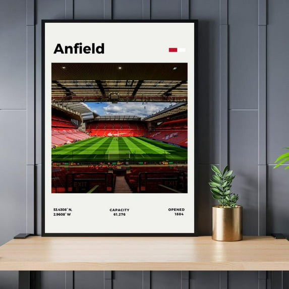 Anfield Stadium Print - Home of Liverpool F,C,, Unframed Canvas Size ...