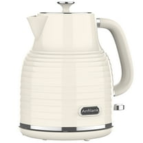 Anfilank 1.7L Cordless Electric Kettle, Plastic Tea Kettle with Water window And LED Light, Cream