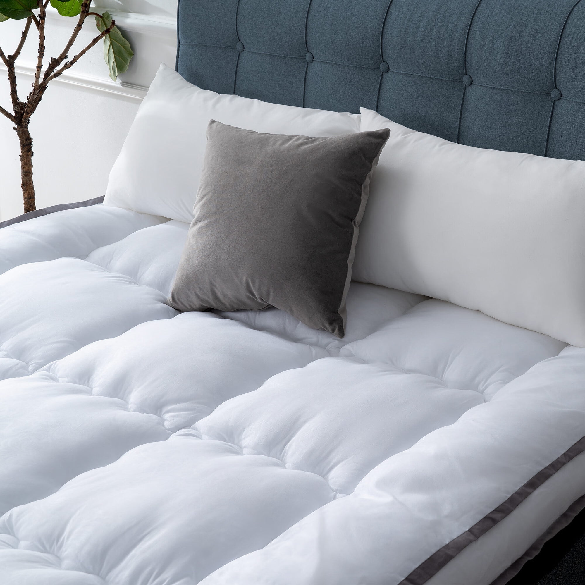 Ang Qi Mattress Topper King Cooling Plush Pillow Top Mattress Pad/Bed Topper, Hotel Quality Down