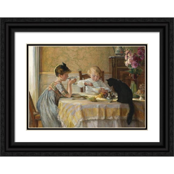 Angèle Blanche Denvil 18x14 Black Ornate Wood Framed Double Matted Museum Art Print Titled - Snack Time