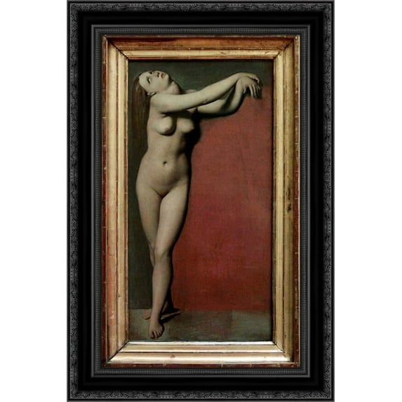 Ang?lique 17x24 Black Ornate Wood Framed Canvas Art by Ingres, Jean Auguste Dominique
