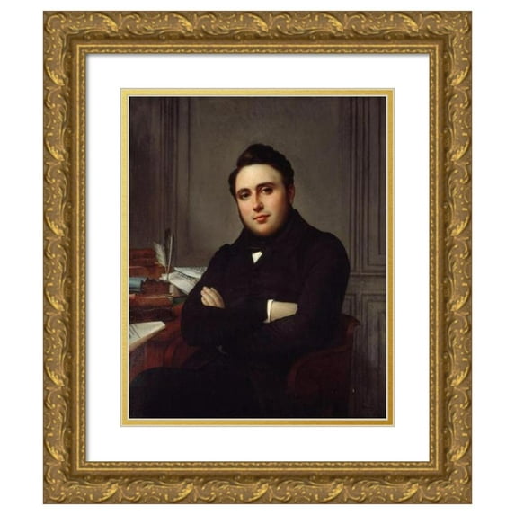 Angélique Mongez 12x14 Gold Ornate Wood Frame and Double Matted Museum Art Print Titled - Alexandre-Auguste Ledru-Rollin (1807-1874), Journalist and Politician (1838)