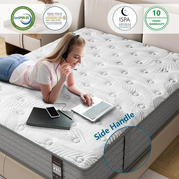 JYYA88BB 12" Hypoallergenic Queen Medium Plush Pillow Top Hybrid Mattress with Gel-Infused Cooling