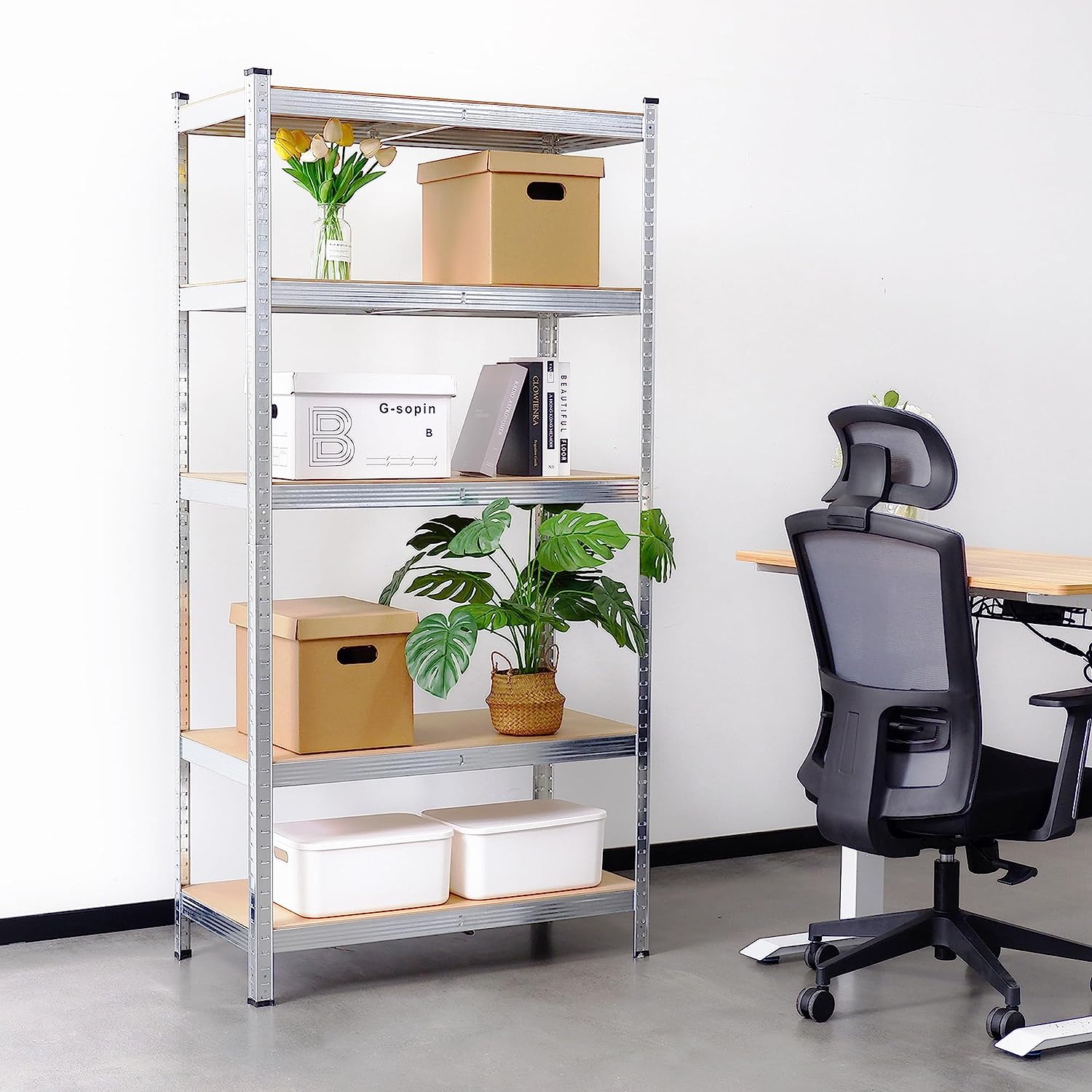 AngLink 5Tier Utility Shelves, Metal Storage Shelves Garage Shelving