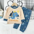 thumbnail image 1 of Angala 2 Piece Outfit For Infant Boys Cartoon Dinosaur Print Long Sleeve Crew Neck Sleepwear Pants Set Boy Fall Casual Wear, 1 of 3