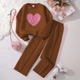 thumbnail image 1 of Angala 2 Piece Outfits For Girls Crew Neck Long Sleeve Love Heart Print Fleece Tracksuit With Wide Leg Pants Set Girls Autumn Daily Wear Clothes, 1 of 9