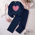 thumbnail image 1 of Angala 2 Piece Outfits For Girls Crew Neck Long Sleeve Love Heart Print Fleece Tracksuit With Wide Leg Pants Set Girls Fall Season Wear Clothes, 1 of 9