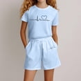 thumbnail image 1 of Angala 2 Piece Outfits For Girls Crew Neck Short Sleeve Graphic Print T Shirt With Active Shorts Set Girls Autumn Daily Wear Clothes, 1 of 4
