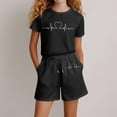 thumbnail image 1 of Angala 2 Piece Outfits For Girls Crew Neck Short Sleeve Graphic Print T Shirt With Active Shorts Set Girls Fall Season Wear Clothes, 1 of 4