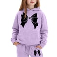 thumbnail image 1 of Angala 2 Piece Outfits For Girls Hooded Long Sleeve Bowknot Print Sweatshirt With Jogger Pants Set Girls Autumn Daily Wear Clothes, 1 of 3