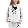 thumbnail image 1 of Angala 2 Piece Outfits For Girls Hooded Long Sleeve Bowknot Print Sweatshirt With Jogger Pants Set Girls Autumn Daily Wear Clothes, 1 of 3