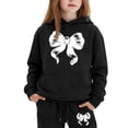 thumbnail image 1 of Angala 2 Piece Outfits For Girls Hooded Long Sleeve Bowknot Print Sweatshirt With Jogger Pants Set Girls Fall Season Wear Clothes, 1 of 3