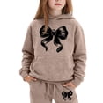 thumbnail image 1 of Angala 2 Piece Outfits For Girls Hooded Long Sleeve Bowknot Print Sweatshirt With Jogger Pants Set Girls Fall Season Wear Clothes, 1 of 3