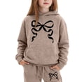 thumbnail image 1 of Angala 2 Piece Outfits For Girls Hooded Long Sleeve Bowknot Print Sweatshirt With Jogger Pants Set Girls Fall Season Wear Clothes, 1 of 3
