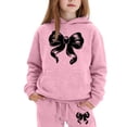 thumbnail image 1 of Angala 2 Piece Outfits For Girls Hooded Long Sleeve Bowknot Print Sweatshirt With Jogger Pants Set Girls Fall Season Wear Clothes, 1 of 3