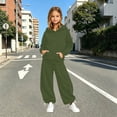 thumbnail image 1 of Angala 2 Piece Outfits For Girls Long Sleeve Cozy Hooded Sweatshirt With High Wwaist Pants With Back Pocket Set Girls Fall Season Wear Clothes, 1 of 6