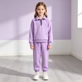 thumbnail image 1 of Angala 2 Piece Outfits For Girls Notch Neck Long Sleeve Sweatshirt With Jogger Pants Set Girls Fall Season Wear Clothes, 1 of 7