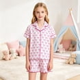 thumbnail image 1 of Angala 2 Piece Outfits For Girls Notch Neck Short Sleeve Graphic Print Sleepwear With Shorts Set Girls Fall Season Wear Clothes, 1 of 8