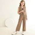 thumbnail image 1 of Angala 2 Piece Outfits For Girls V-Neck Sleeveless Elegant Stylish Vest Coat With Wide Leg Pants Set Girls Autumn Daily Wear Clothes, 1 of 5