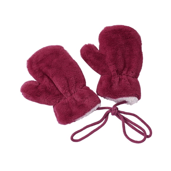 Angala Autumn And Winter Solid Color Children's Mitten Glossy Plate Warm And Thickened Neck Hanging For Children 2 5 Soft Stylish Basic Gloves Mittens