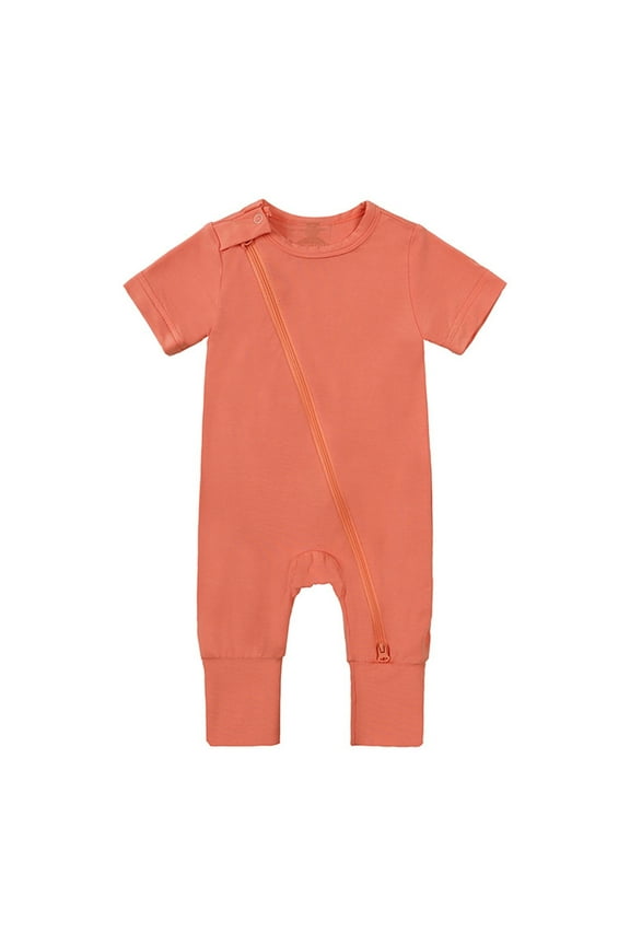 Baby Cotton Rompers Footless Pajamas Zipper Short Sleeve Sleeper Jumpsuit Cozy Cute Baby Clothes