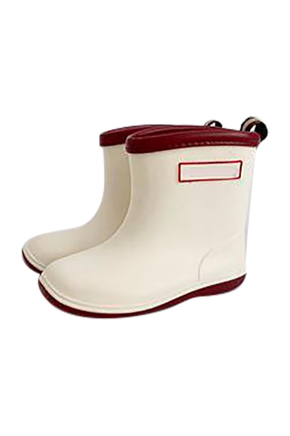 Baby Rain Boots Mid Calf Solid Waterproof Retro Design Lightweight Rainy Season Girls Rain Boots Size 9-12 Months Beige