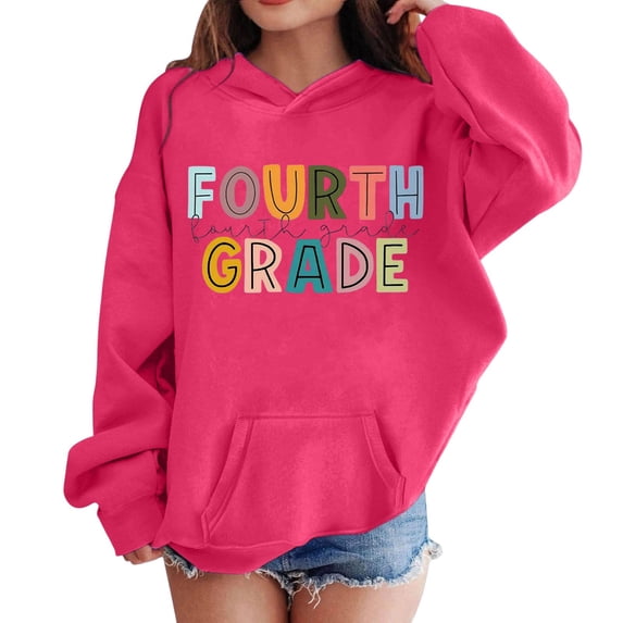 Angala Big Girls Hoodie Letter Graphic Fall Sweatshirt School Daily Wear Girls Casual Athletic Top