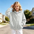 thumbnail image 1 of Angala Big Girls Zip Up Hoodie Fall Sweatshirt School Daily Wear Girls Casual Jacket Size 13-14 Years Grey, 1 of 6