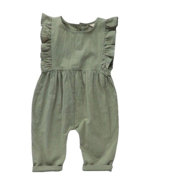 Angala Boys Romper Crew Neck Sleeveless Solid Color Romper Summer Lightweight Soft Breathable Dailywear Casual Boys Jumpsuits Size 3-6 Months Green