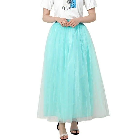 Angala Carnival Women Plus Size Mesh Tulle Skirt Pleated Princess Skirt Mesh Bubble Skirt Beautiful Cozy Women's Dress