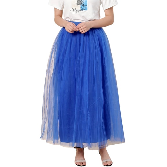 Angala Carnival Women Plus Size Mesh Tulle Skirt Pleated Princess Skirt Mesh Bubble Skirt Beautiful Stylish Women's Skirt