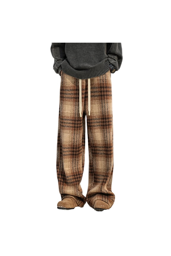 Casual Plaid Trousers Classic Fit Cozy Flat Front Long Pants With Pockets Versatile For Business And Daily Wear Soft Textured Fabric Durable Stitching Modern Style Stylish Casual Men's Pants