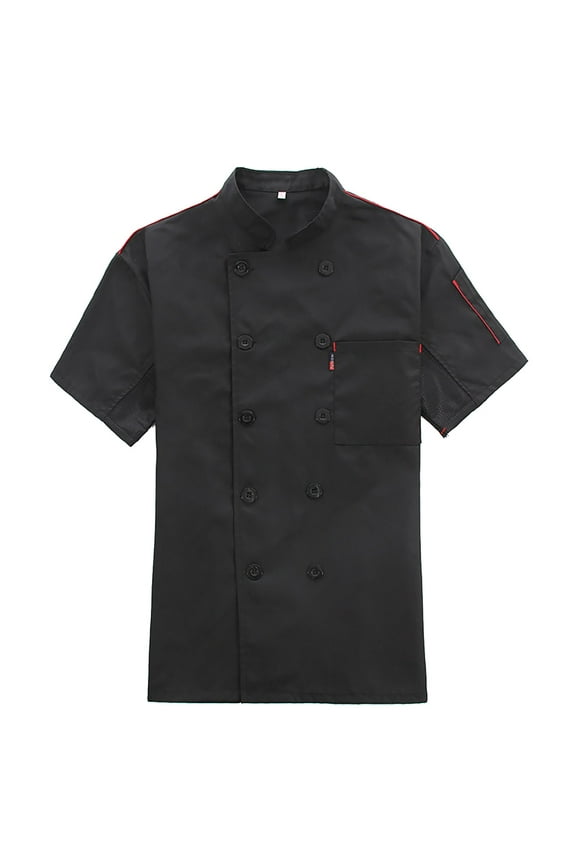 Chefs Jacket Unisex Chefs Clothing Hotel With Long Sleeves And Contrasting Red Buttons Chefs Jacket For Men & Women Handsome Cozy Men's Shirts