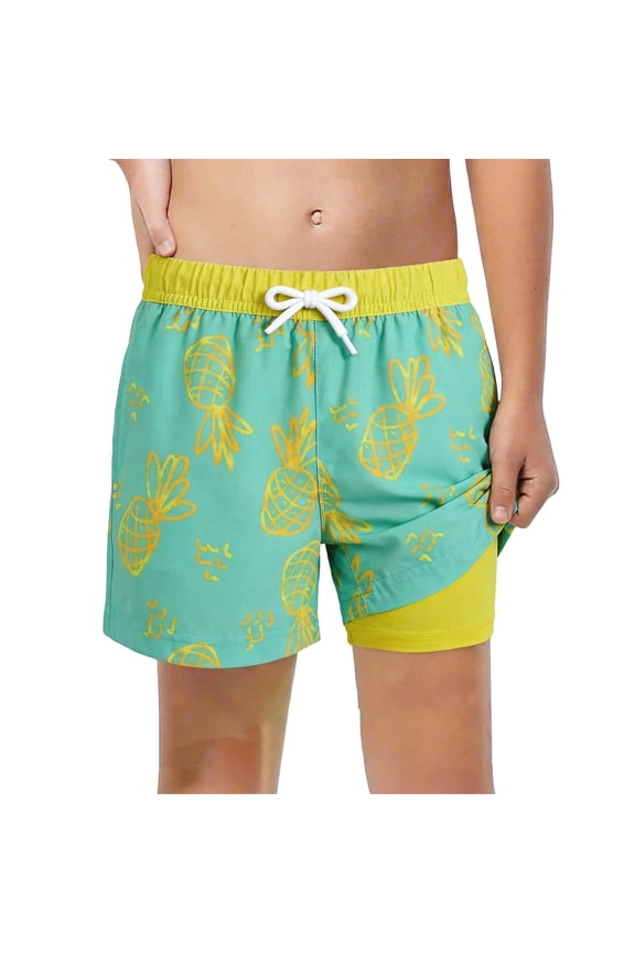 Child Shorts Pineapple Print Shorts Elastic Waist Summer Handsome Breathable Outdoor Beach Toddler Boys Shorts Size 5-6 Years Multicolour