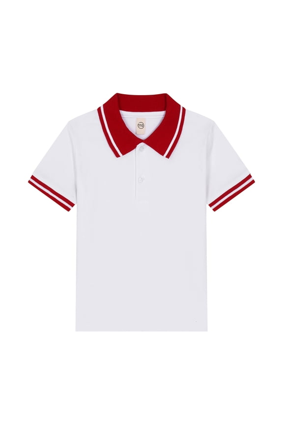 Child T Shirts Short Sleeve Lapel Neck Button Solid Summer Regular Fit Comfortable Lightweight Dailywear Casual Handsome Toddler Boys Tees Size 5-6 Years Red