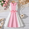 thumbnail image 1 of Angala Daily Wear Dress For Girls Sleeveless Crew Neck Colorblock With Bowknot Girls Back To School Dresses, 1 of 8