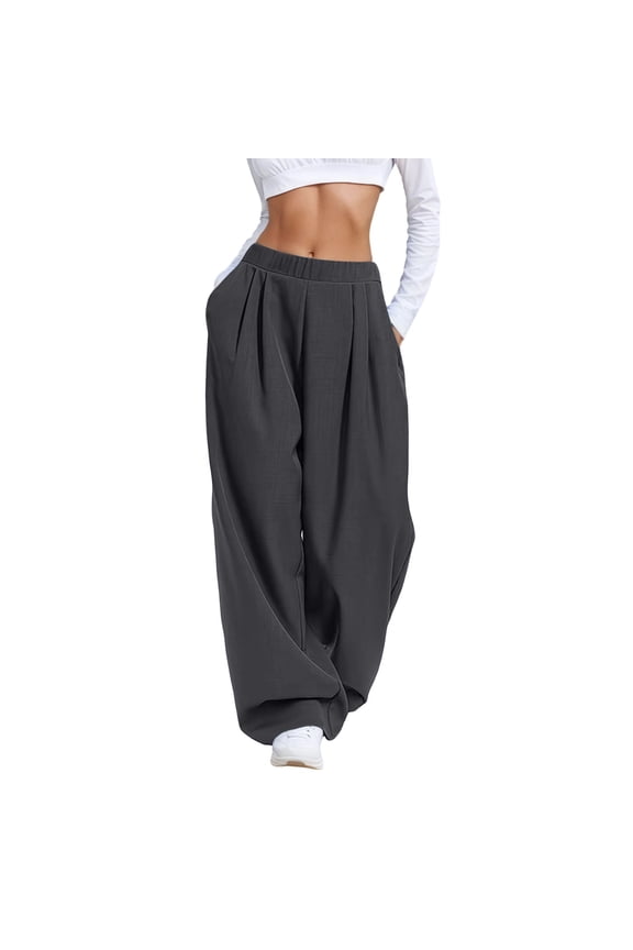 Effortless Wide Leg Mid Rise Pants For – Loose Fit Creased Casual Suitable For Everyday Travel And Wear Soft Beautiful Women's Casual Trousers