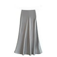 thumbnail image 1 of Angala Elegant High Waist Satin Midi Skirt For Solid Color Casual Wear Soft Flowy Comfortable Stretch Fabric Versatile Day To Night Outfit Beautiful Cozy Women's Dress, 1 of 2