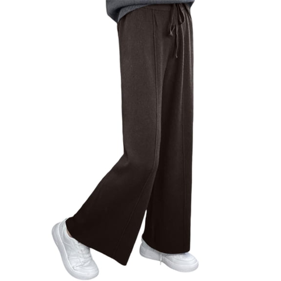 Angala Elegant Knit Wide Leg Trousers For High Witn Waist Warm Casual Pants For Autumn Winter Stylish Beautiful Women's Casual Pants