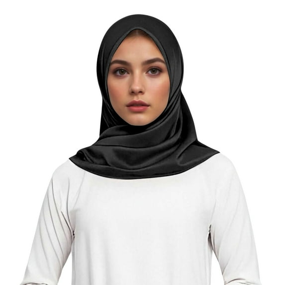 Angala Elegant Satin Muslim Head Scarf Square Soft Hijab Wrap For Fashionable Hair Band Neck Cover Soft Stylish Basic Heardband